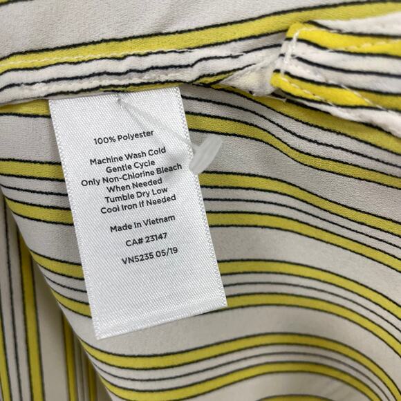 Talbots Long Sleeve Button Front Yellow Striped Top Womens XL - Picture 6 of 7